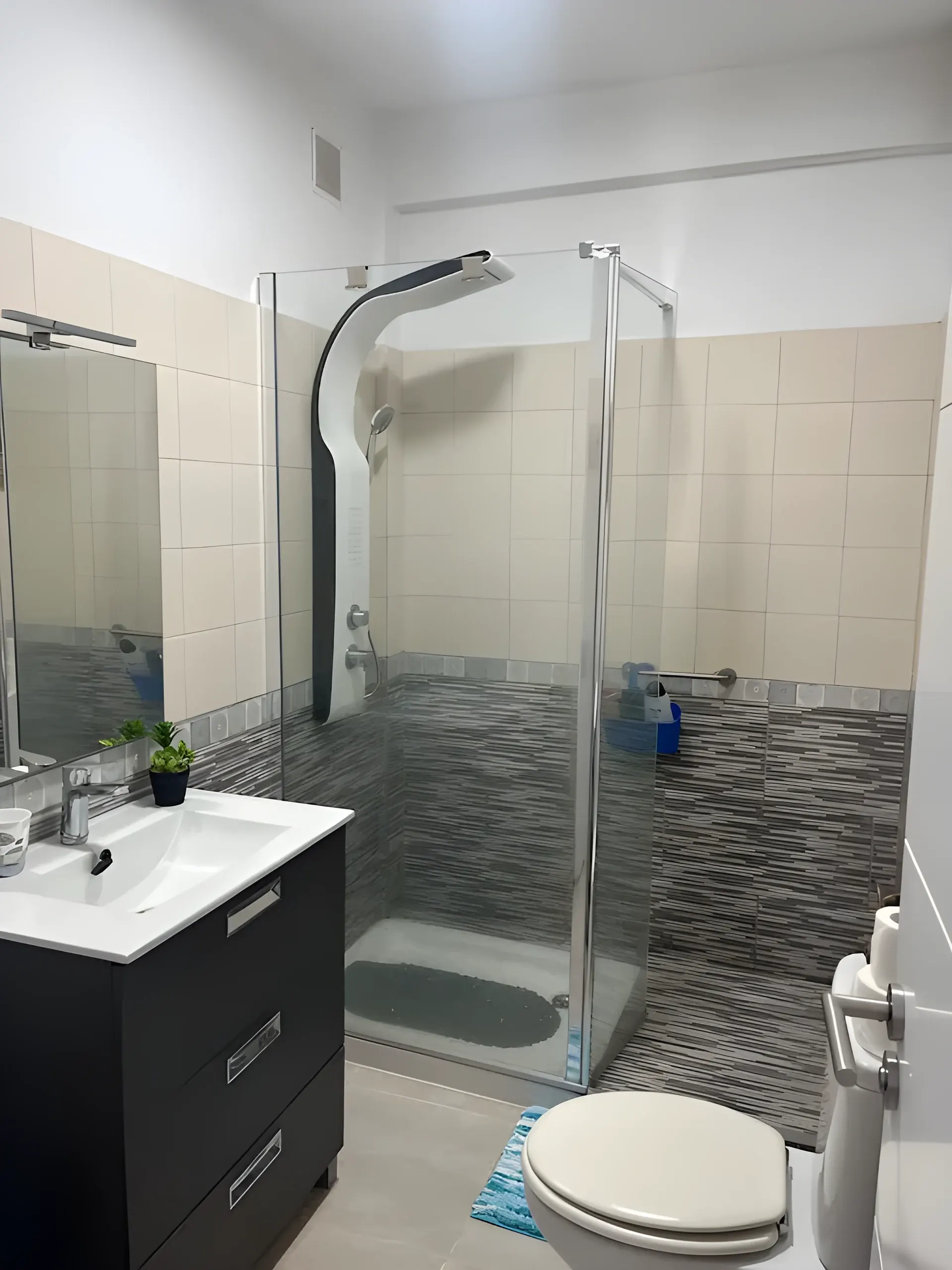Baño completo con ducha y lavabo